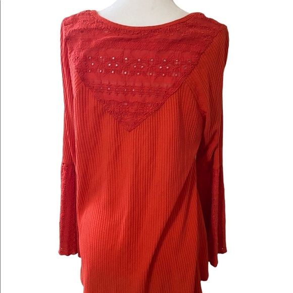 Free People Parisian nights Bell Sleeve eyelet bolo blouse - Picture 7 of 14